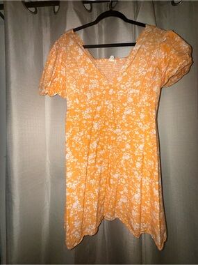 Yellow Floral V-Neck Sundress
